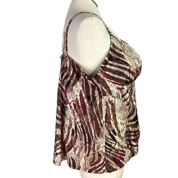 Swimsuits For All Women 46C Snake Print Tankini Swim Top Brown Multicolor Bra - Picture 4 of 11